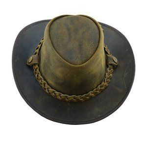 Unisex genuine leather hat. Cowboy cowgirl hat with braided removable band